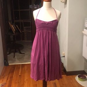 CROCHETED EMPIRE WAIST HALTER TOP SUNDRESS